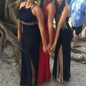 Navy blue with gems prom dress